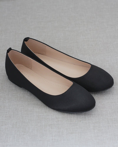 Black Satin Women Flats