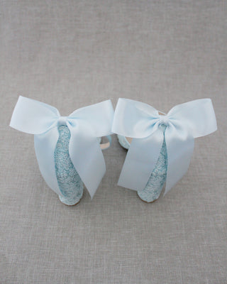 blue heels with bow