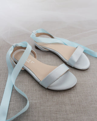 Satin Flat Sandal with Ballerina Lace Up