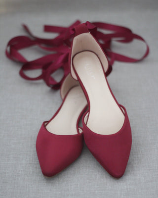 Burgundy satin ballerina