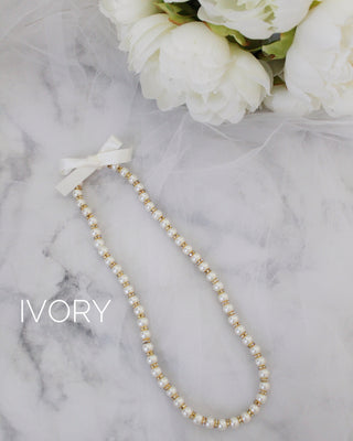 Pearls Necklace with Satin Bow