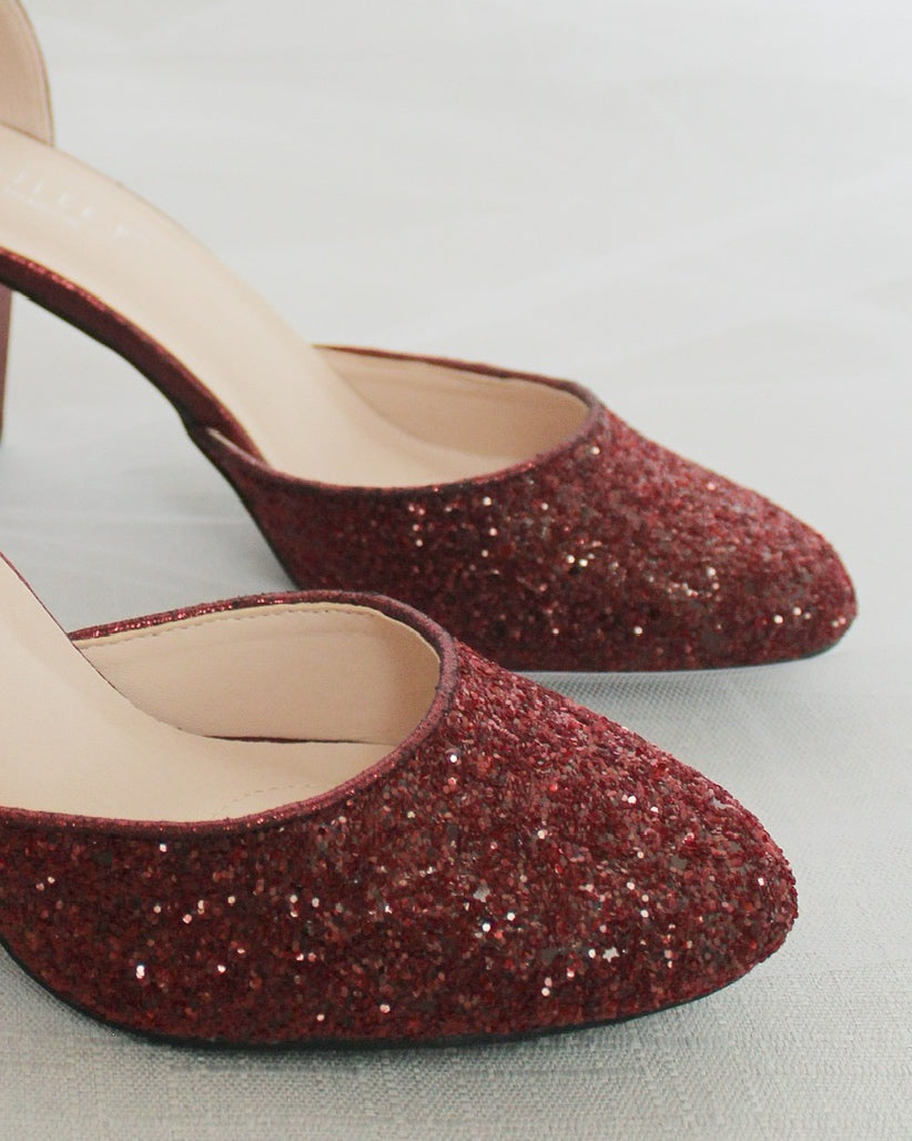 Burgundy on sale sparkly heels