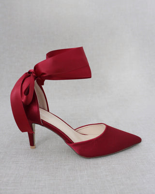 burgundy women heels