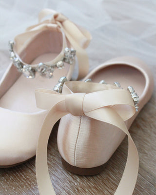 Champagne Rhinestone Ballet Flats