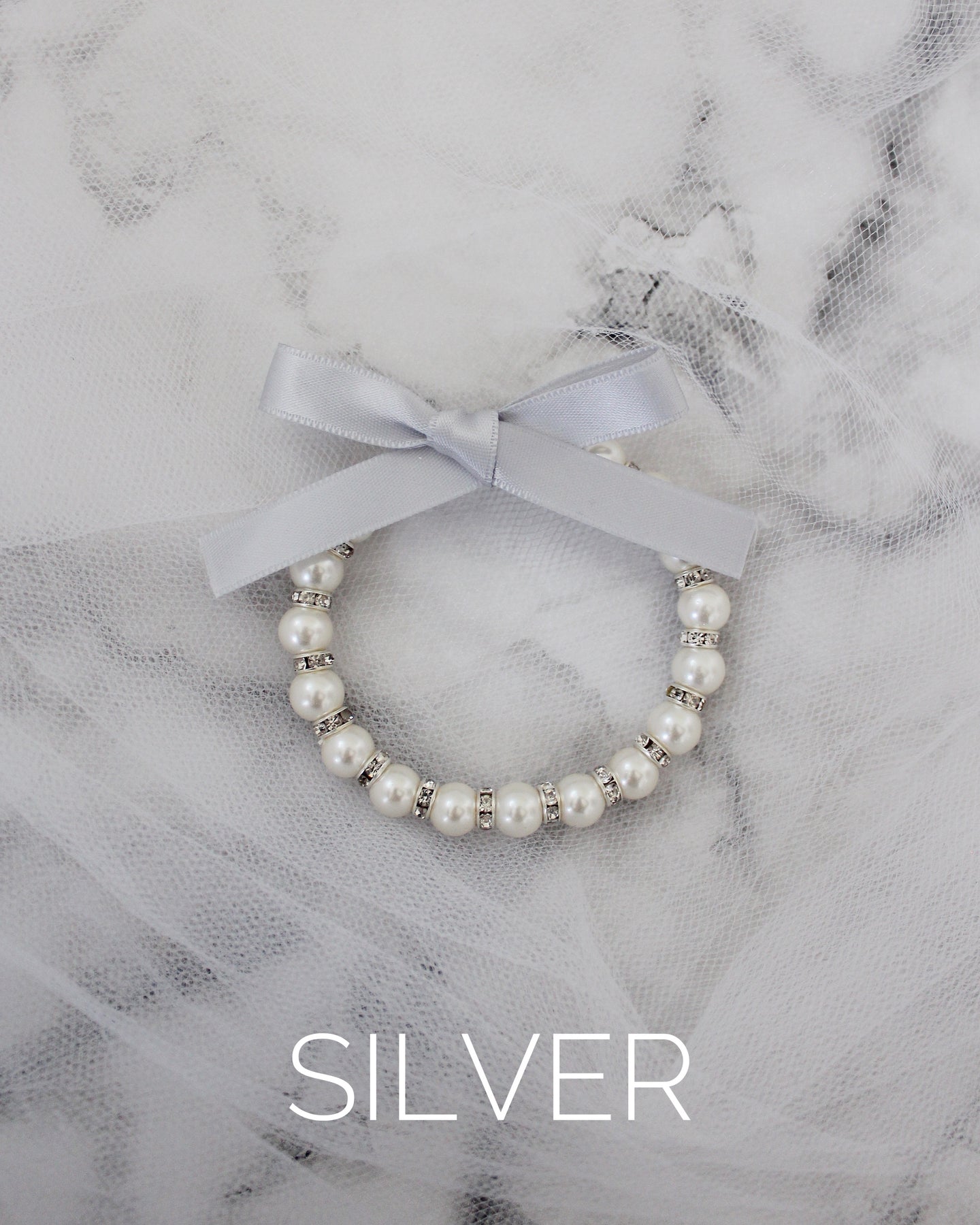 Pearls Bracelet with Satin Bow Wedding Accessories Flower Girls