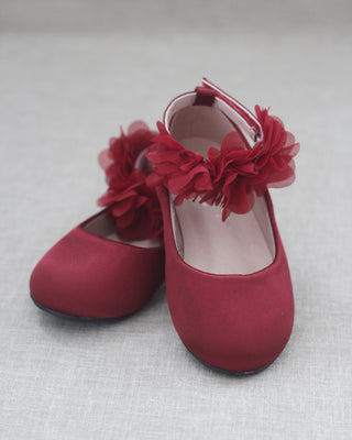 Red Burgundy Shoes with Flowers