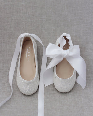 Rock Glitter Ballet Flats With Satin Ankle Strap