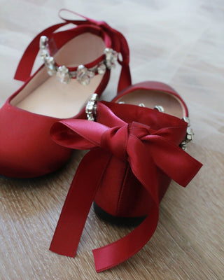 Red Burgundy Rhinestone Shoes