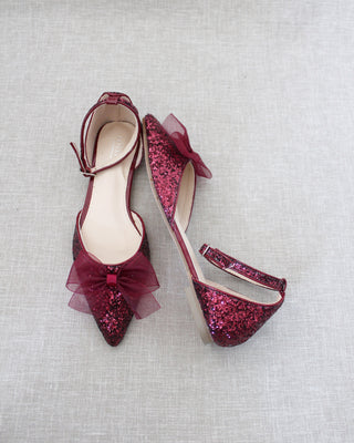 Burgundy Glitter Flats