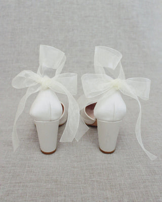 Satin Block Heel with Wrapped Ankle TieWomen Shoes