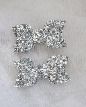 Silver Rock Glitter Hair Clip or Shoe Clip