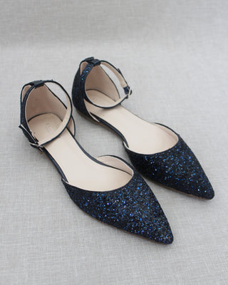 Navy Blue Glitter Women Flats