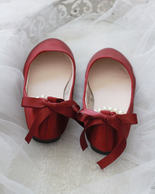 Red Burgundy Shoes with Pearl Straps