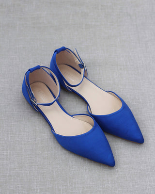 Blue Satin Flats