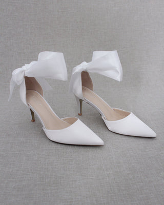white bridal heels