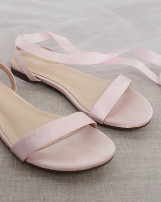 Satin Flat Sandal with Ballerina Lace Up