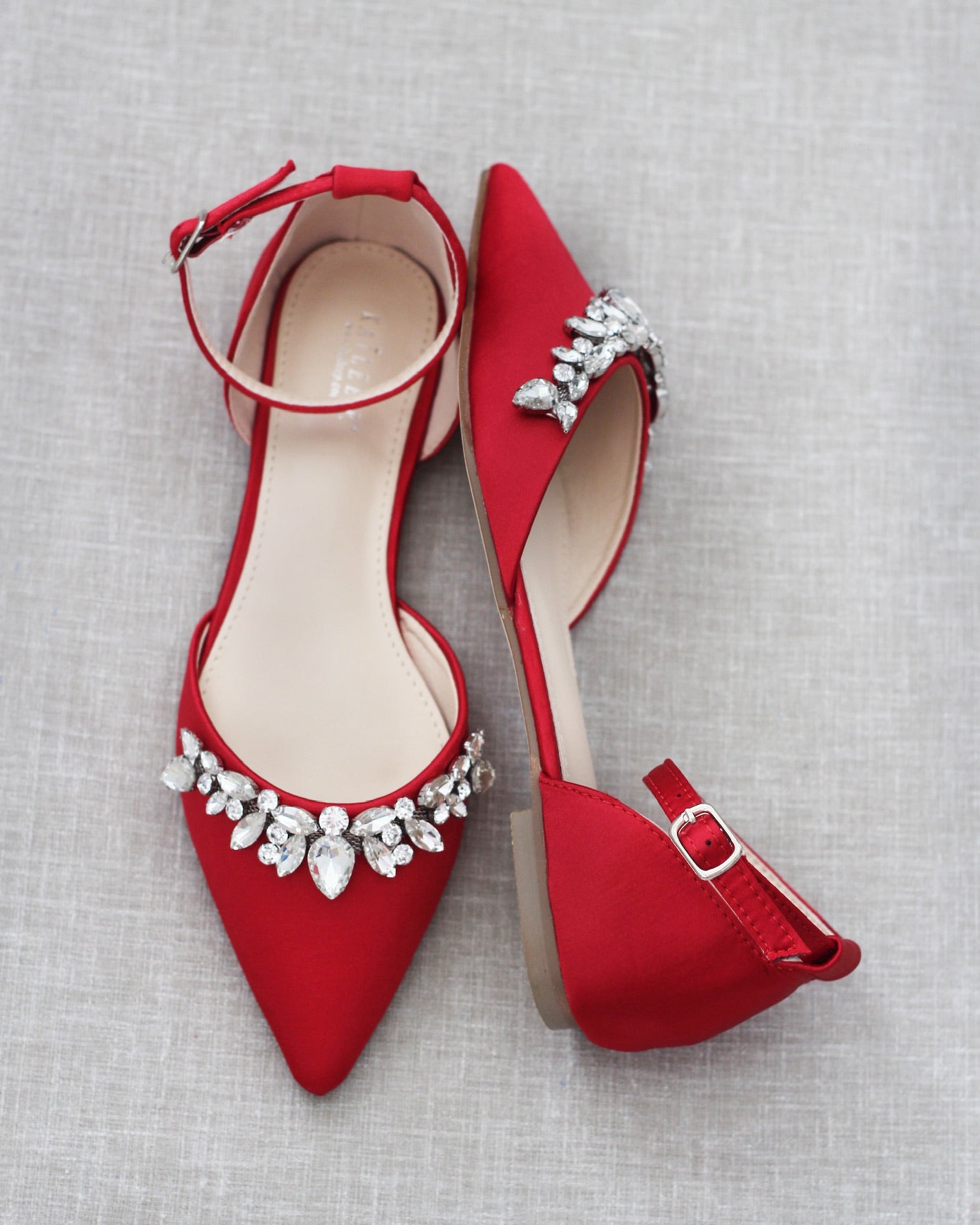 RED Satin Wedding Flats, Women Wedding Shoes, Bridesmaids Shoes ...