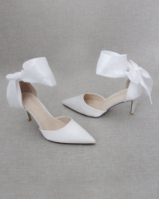 white bridal heels