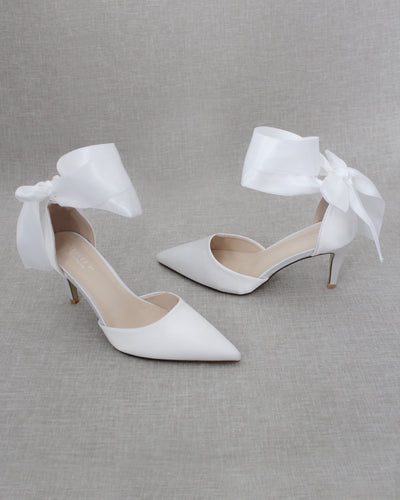 white bridal heels