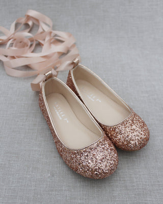 Rock Glitter Ballet Flats with Satin Ankle StrapKids Shoes