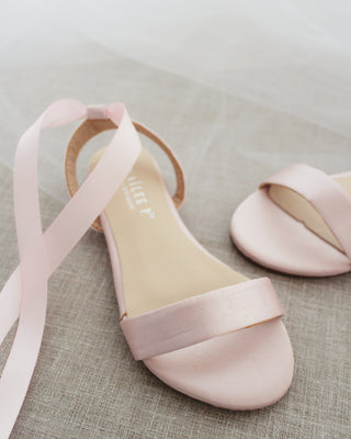 Satin Flat Sandal with Ballerina Lace Up
