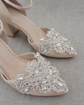 champagne block heels