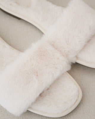 ivory faux fur sandals