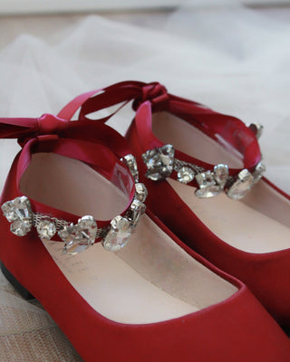 Red Burgundy Rhinestone Shoes