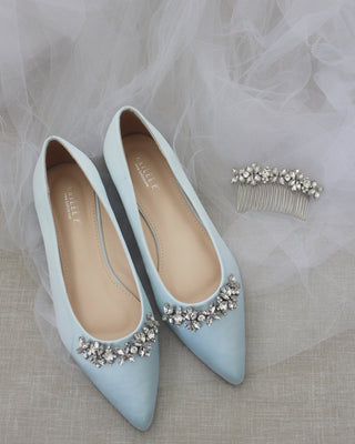 Wedding Flats with Floral Rhinestones Details