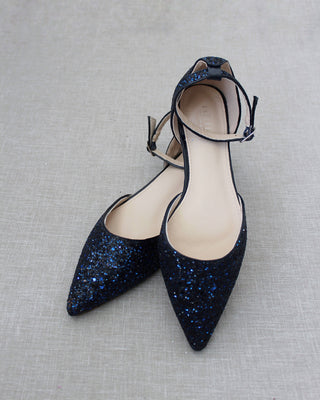Navy Blue Glitter Women Flats