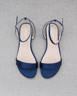 Satin Flat Sandal with Ankle Strap