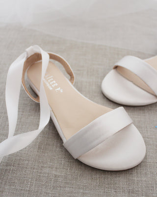 Satin Flat Sandal with Ballerina Lace UpWomen Shoes
