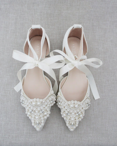 ivory pearls wedding shoes