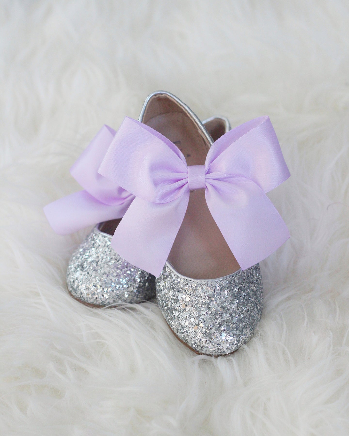 Silver Rock Glitter Mary Jane with Satin Bow - Formal Dress Shoes ...