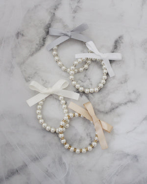 Pearls Bracelet with Satin Bow