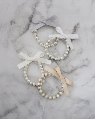 Pearls Bracelet with Satin Bow