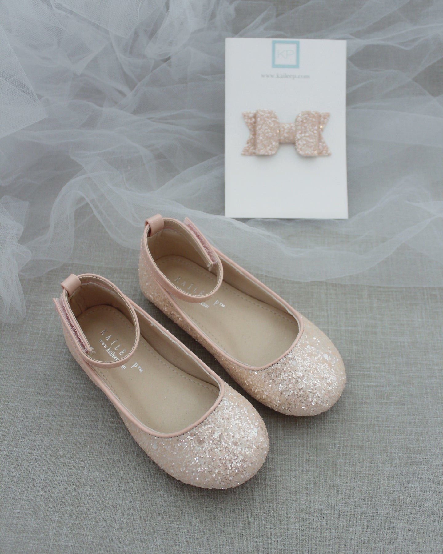 DUSTY PINK Rock Glitter Maryjane Ballet Flats - Flower Girls Shoes ...
