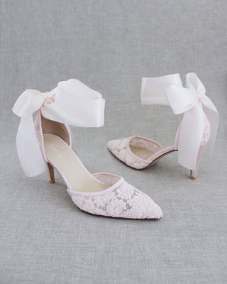 Lace Heels with Ankle Tie For Brides
