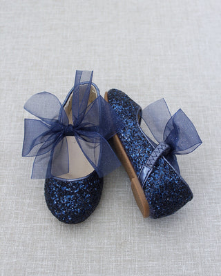 Blue glitter shoes with bow