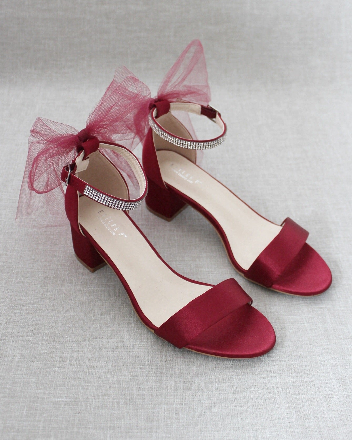 Burgundy Big Bow Velvet Sandals