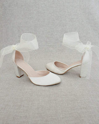 Satin Block Heel with Wrapped Ankle TieWomen Shoes