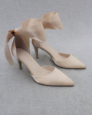 champagne satin heels