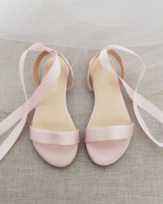Satin Flat Sandal with Ballerina Lace Up