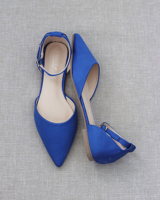 Blue Satin Flats
