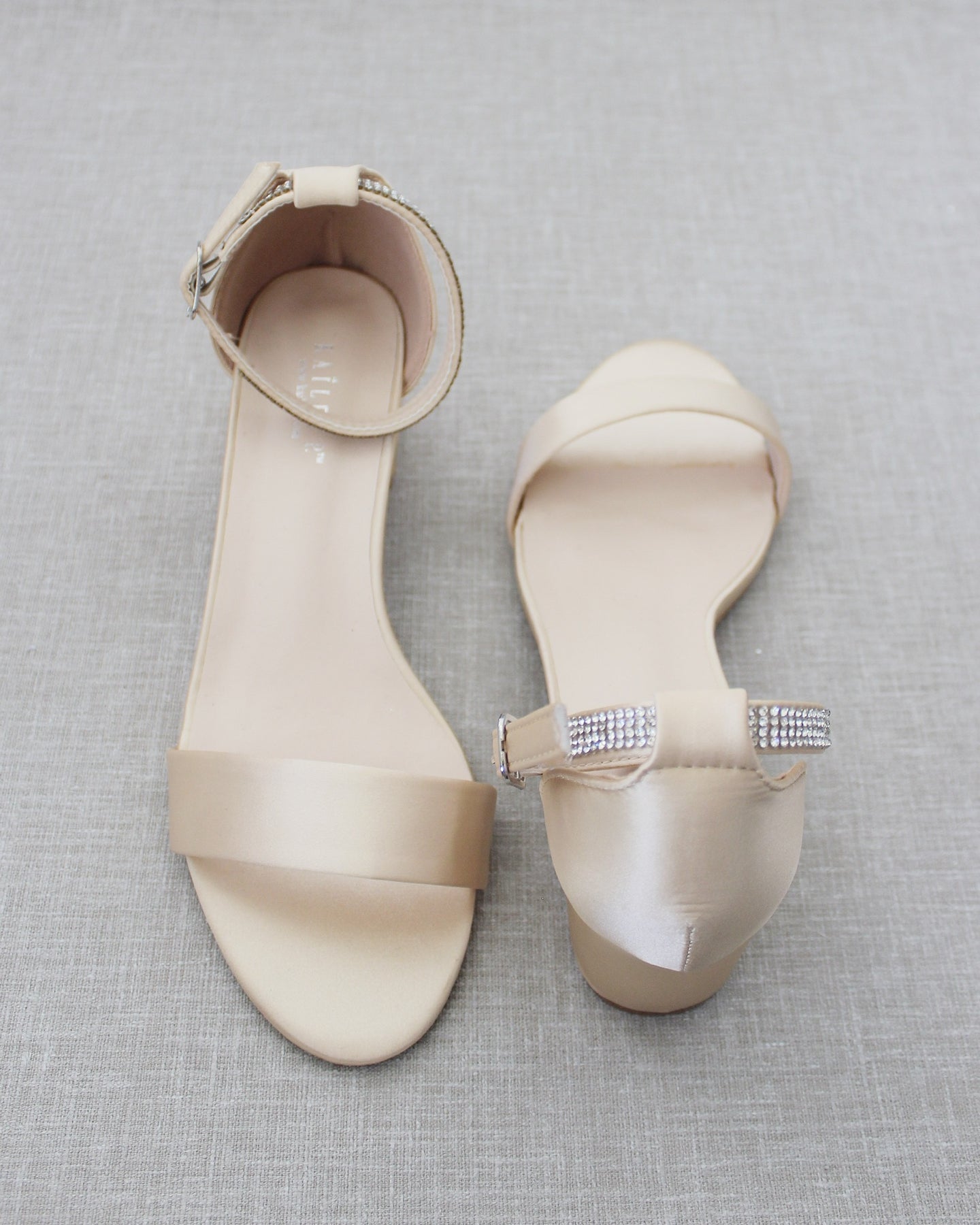 Champagne Satin Block Heel Sandals, Wedding Shoes, Bridesmaids Shoes ...