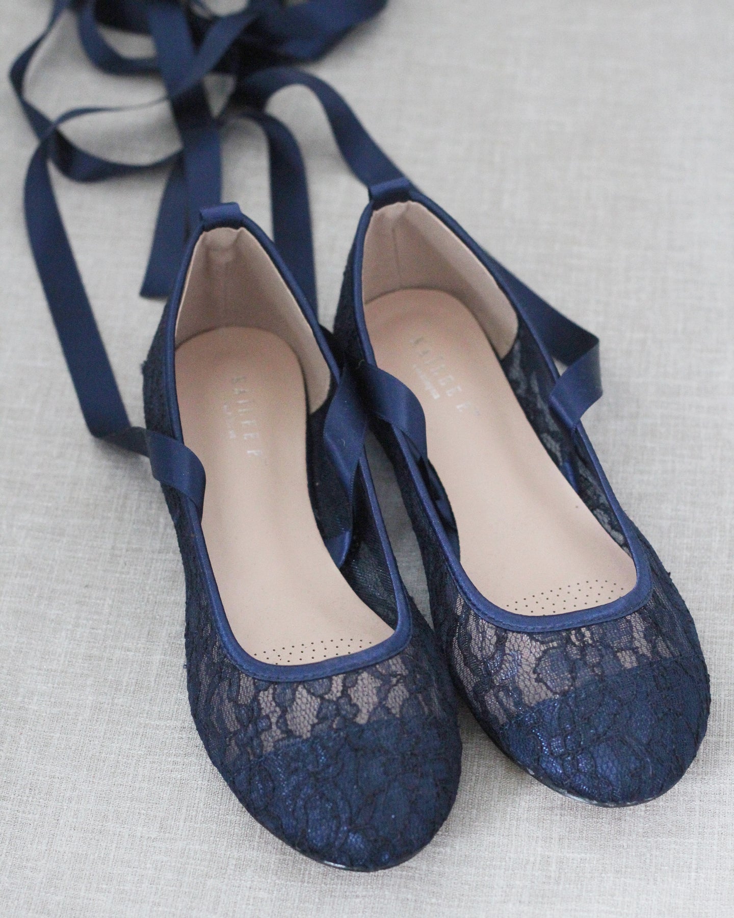 Navy lace deals flat shoes