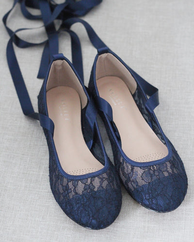 navy lace women shoes
