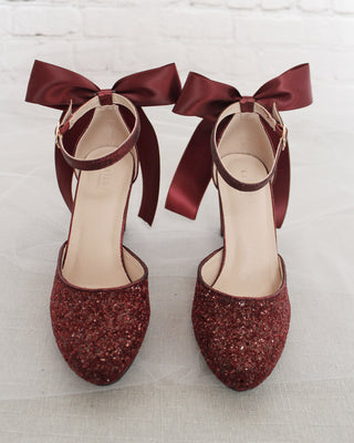 Burgundy Glitter Shoes