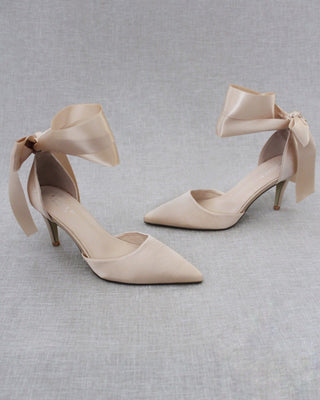 champagne satin heels