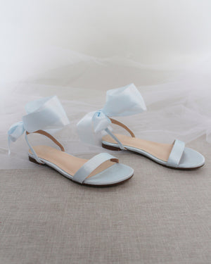 Satin Flat Sandal with Wrapped Satin Tie